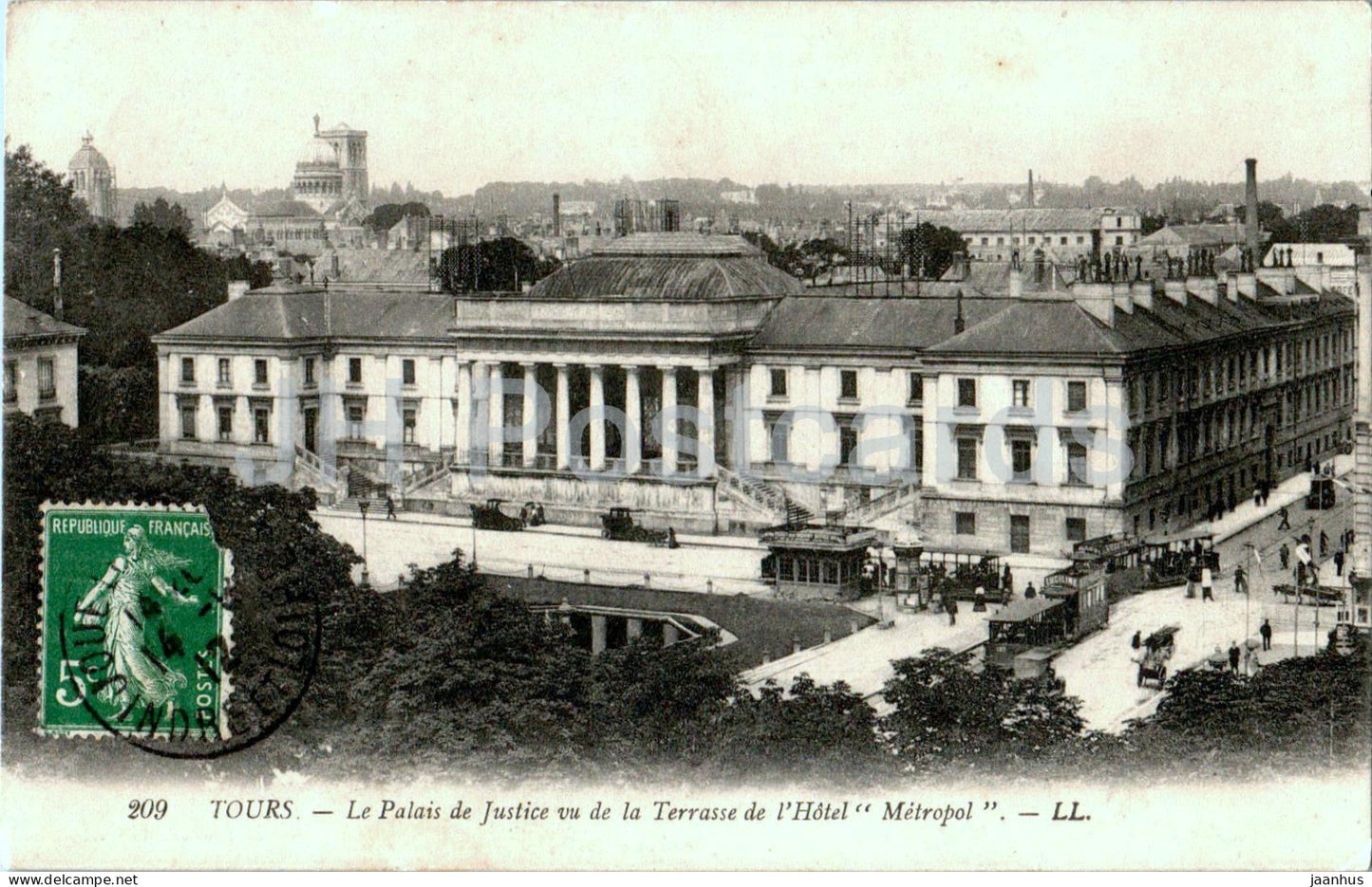 Tours - Le Palais de Justice vu de la Terrasse de l'Hotel Metropol - hotel - 209 - old postcard - 1912 - France - used - JH Postcards