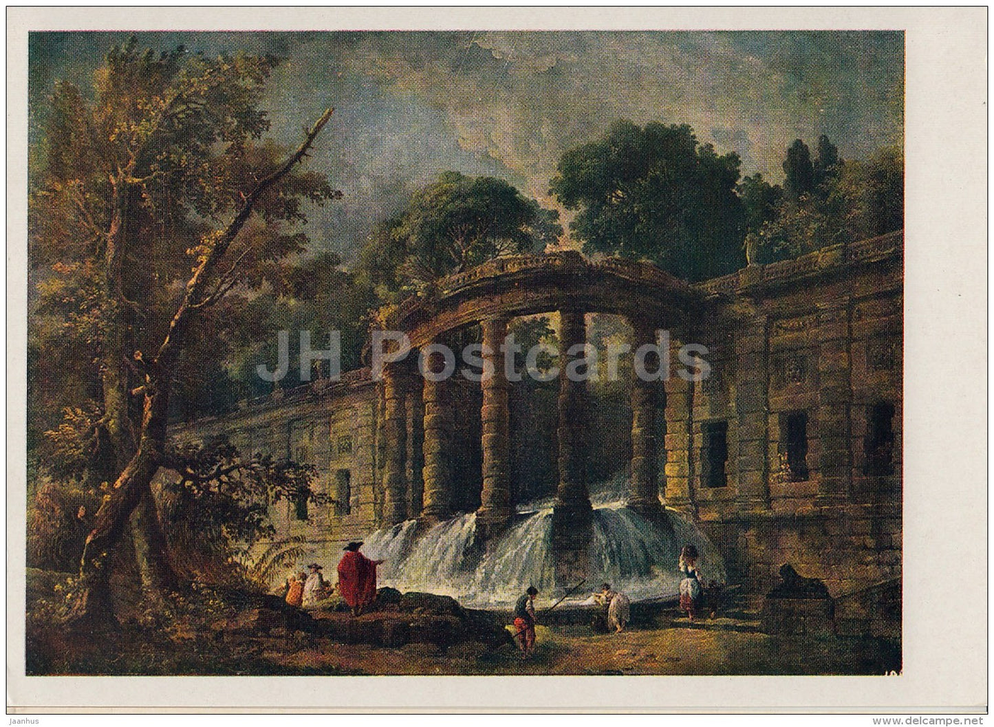 painting  by Hubert Robert - Cascade - French art - old postcard - Russia USSR - unused - JH Postcards
