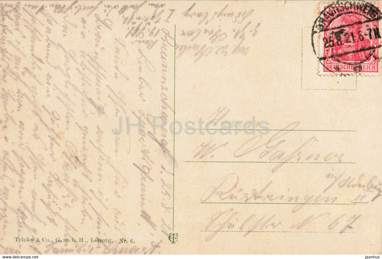 Braunschweig - Altstadtmarkt mit Rathaus - Martinikirche - Brunnen - church - old postcard - 1921 - Germany - used