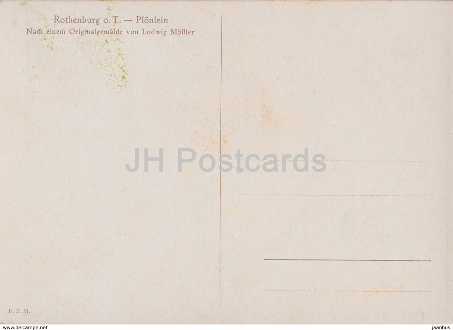 peinture de Ludwig Mossler - Rothenburg o T - Plonlein - calèche - Art allemand - Allemagne - inutilisé