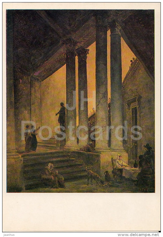 painting by Hubert Robert - A Stairway with Columns - French art - 1981 - Russia USSR - unused - JH Postcards
