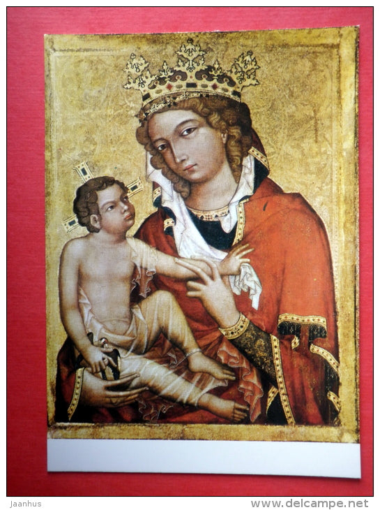 Bohemian Master around 1350 , Madonna with Child , called Veverska - Czech Gothic Art - Czechoslovakia - unused - JH Postcards