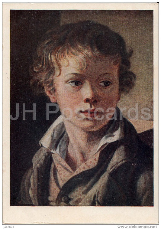 painting by V. Tropinin - Portrait of Artist´s Son - 1818 - boy - Russian art - 1951 - Russia USSR - unused - JH Postcards