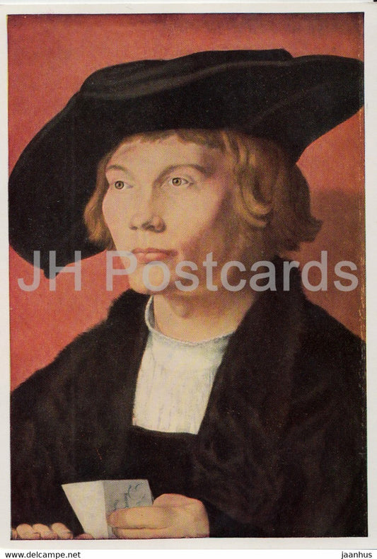 painting by Albrecht Durer - Bildnis eines Jungen Mannes - young man - 9038 - German art - Germany DDR - unused - JH Postcards