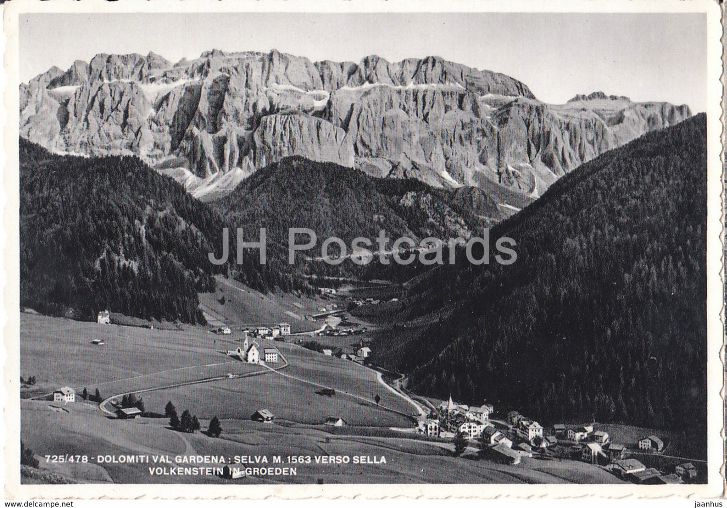 Dolomiti val Gardena - Selva 1563 m Verso Sella Volkenstein in Groeden - Italy - used - JH Postcards