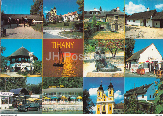 Tihany - church - car - sculpture - multiview - 2000s - Hungary - used - JH Postcards