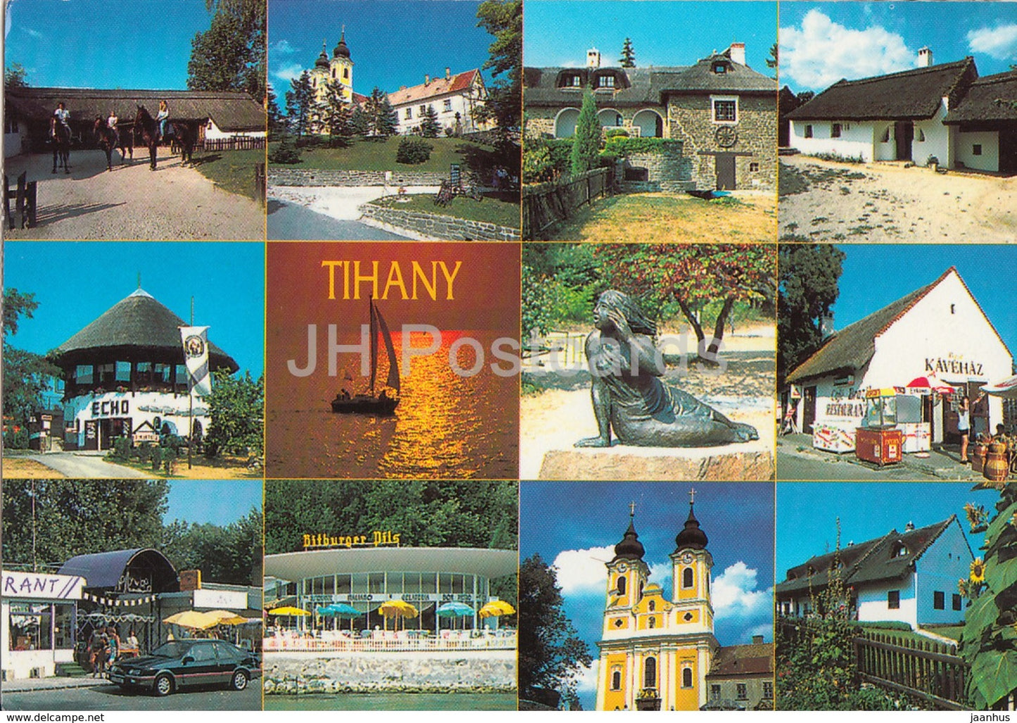 Tihany - church - car - sculpture - multiview - 2000s - Hungary - used - JH Postcards