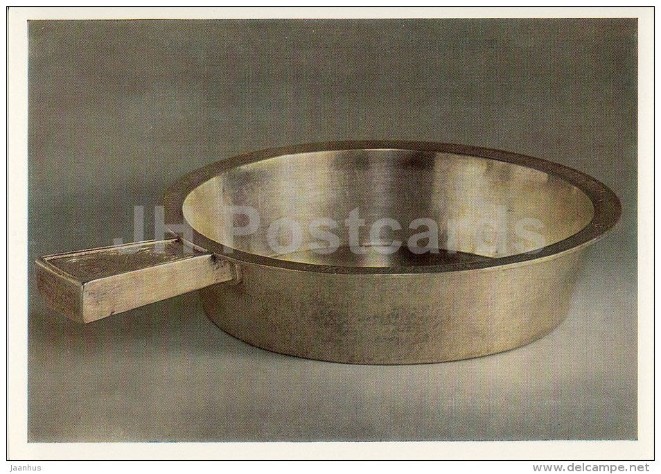 Frying Pan , Moscow Kremlin Workshops - silver - 17th Century Russian Ceremonial Tableware - 1987 - Russia USSR - unused - JH Postcards