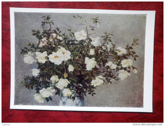 Painting by P. N. Krylov - bouquet of rose hips - flowers - russian art - unused - JH Postcards