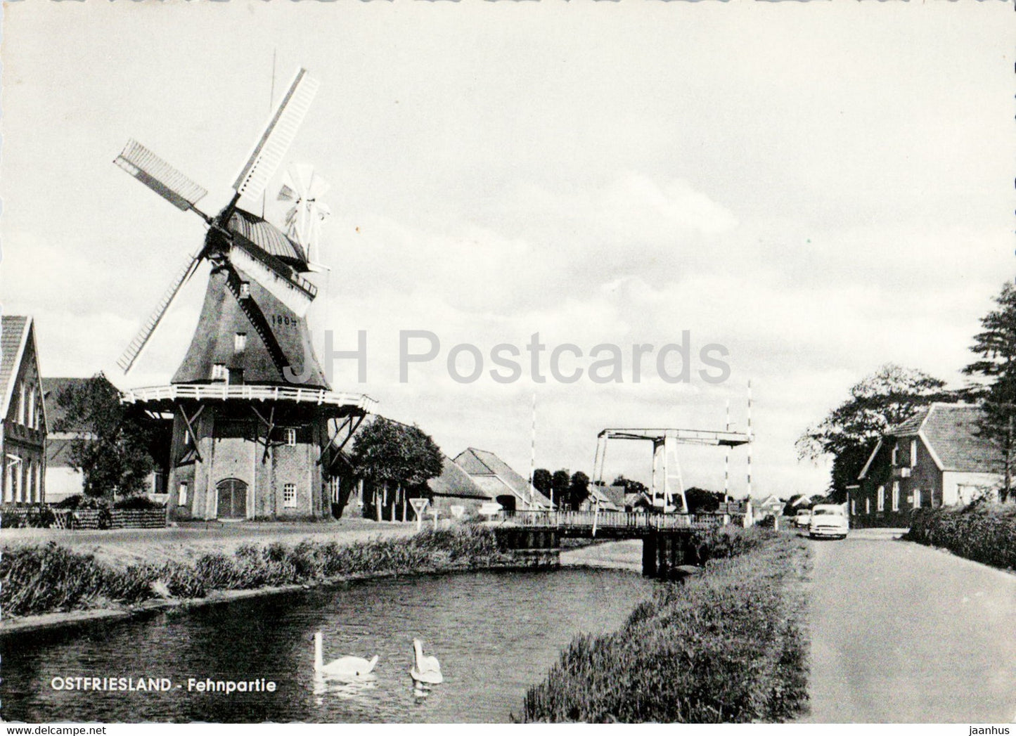Ostfriesland - Fehnpartie - windmill - old postcard - Germany - used - JH Postcards