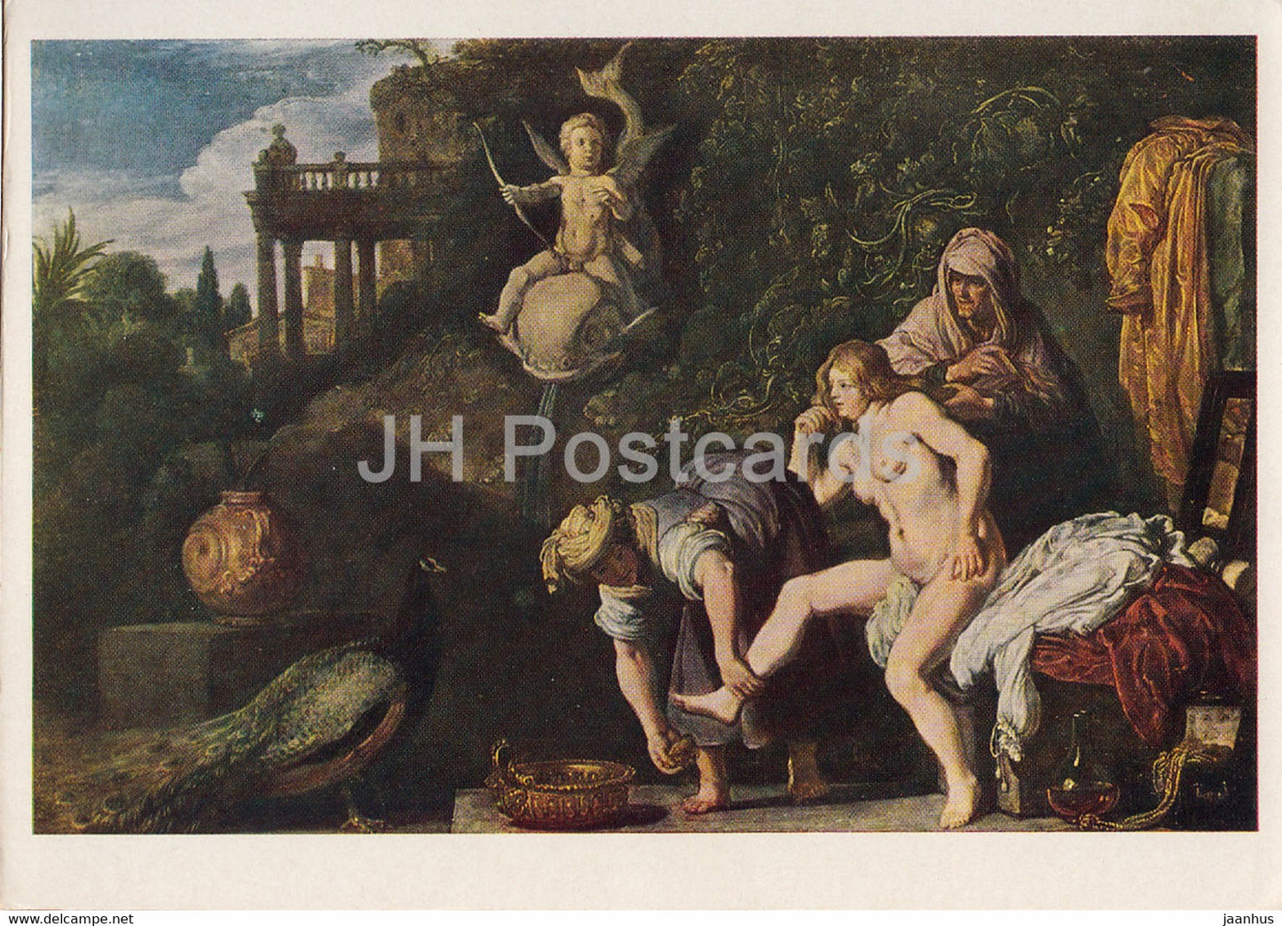 painting by Pieter Lastman - Bathsheba at the toilet - naked - nude - Dutch art - Russia USSR - unused - JH Postcards