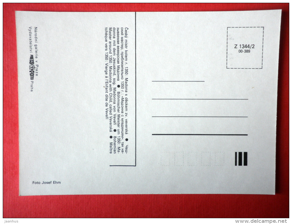 Bohemian Master around 1350 , Madonna with Child , called Veverska - Czech Gothic Art - Czechoslovakia - unused - JH Postcards