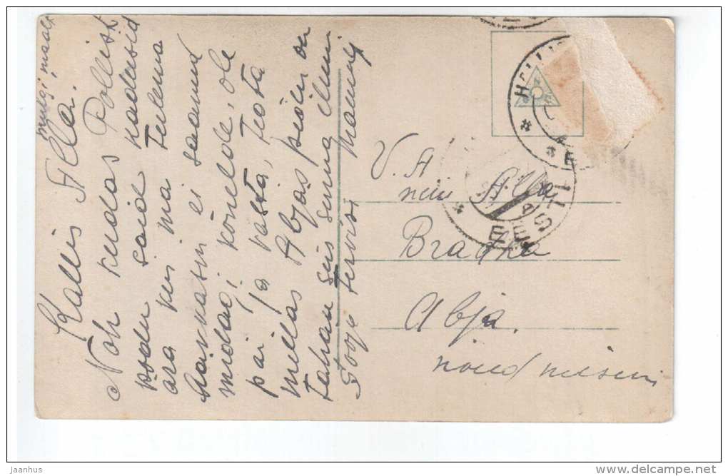 Lady with Mandolin -  6137/1 - old postcard - circulated in Estonia 1922  - used - JH Postcards