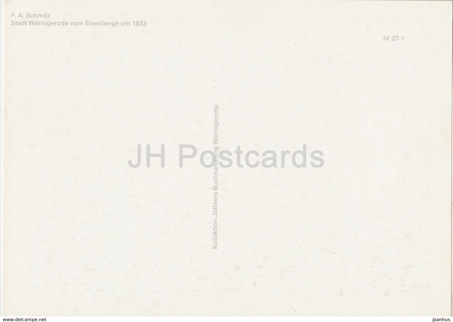 Stadt Wernigerode vom Eisenberge um 1833 - art by F. Schmitz - DDR Germany - unused