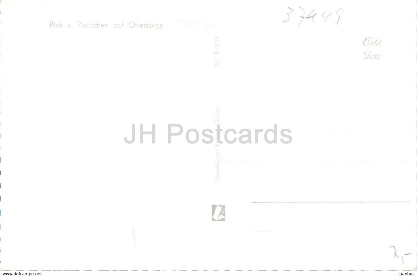 Blick v Pferdchen auf Oberzorge - carte postale ancienne - Allemagne - inutilisée