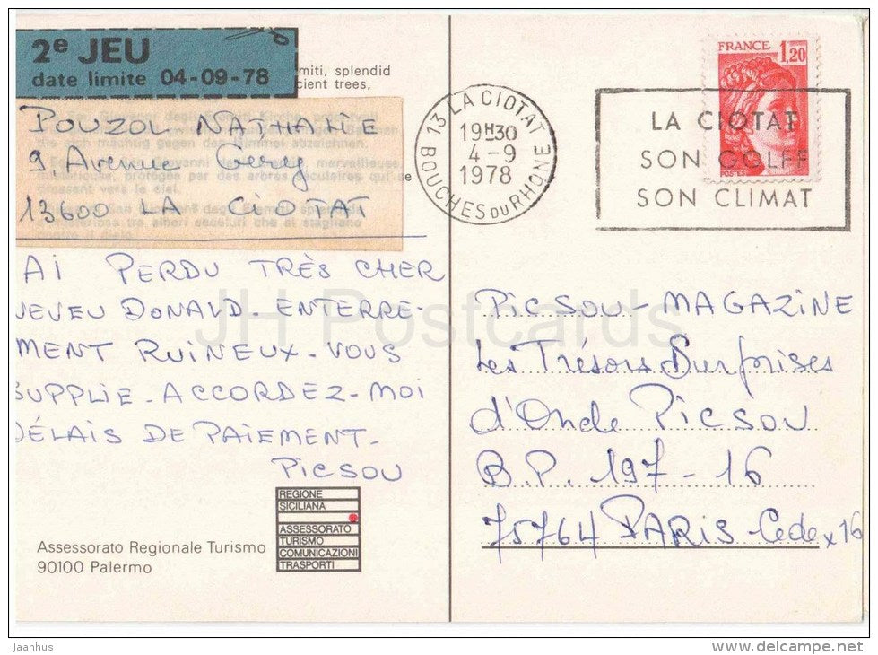 San Giovanni degli Eremiti  - Palermo - Sicilia - 23 - Italia - Italy - circulated in France 1978 - JH Postcards