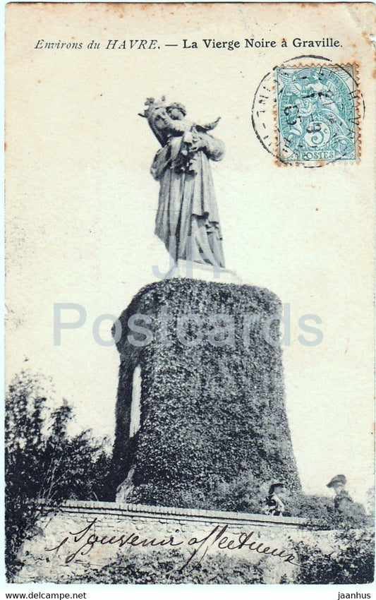 Environs du Havre - La Vierge Noire a Graville - old postcard - 1906 - France - used - JH Postcards