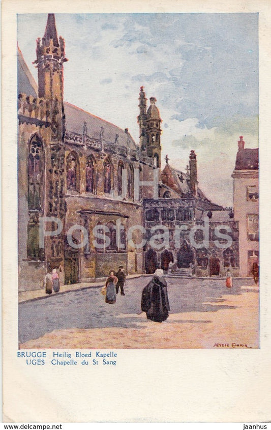 Brugge - Bruges - Heilig Bloed Kapelle - chapel - Jessie Currie - illustration - old postcard - Belgium - unused - JH Postcards