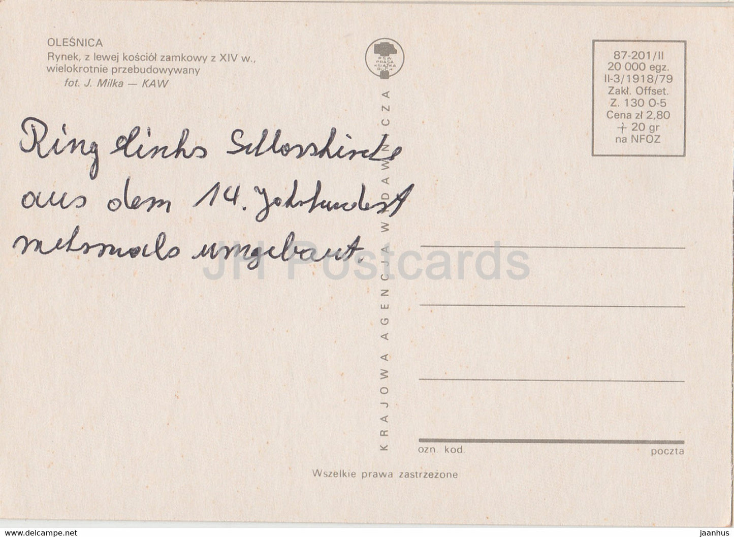 Olesnica - marché - église - voiture Polski Fiat - Pologne - occasion