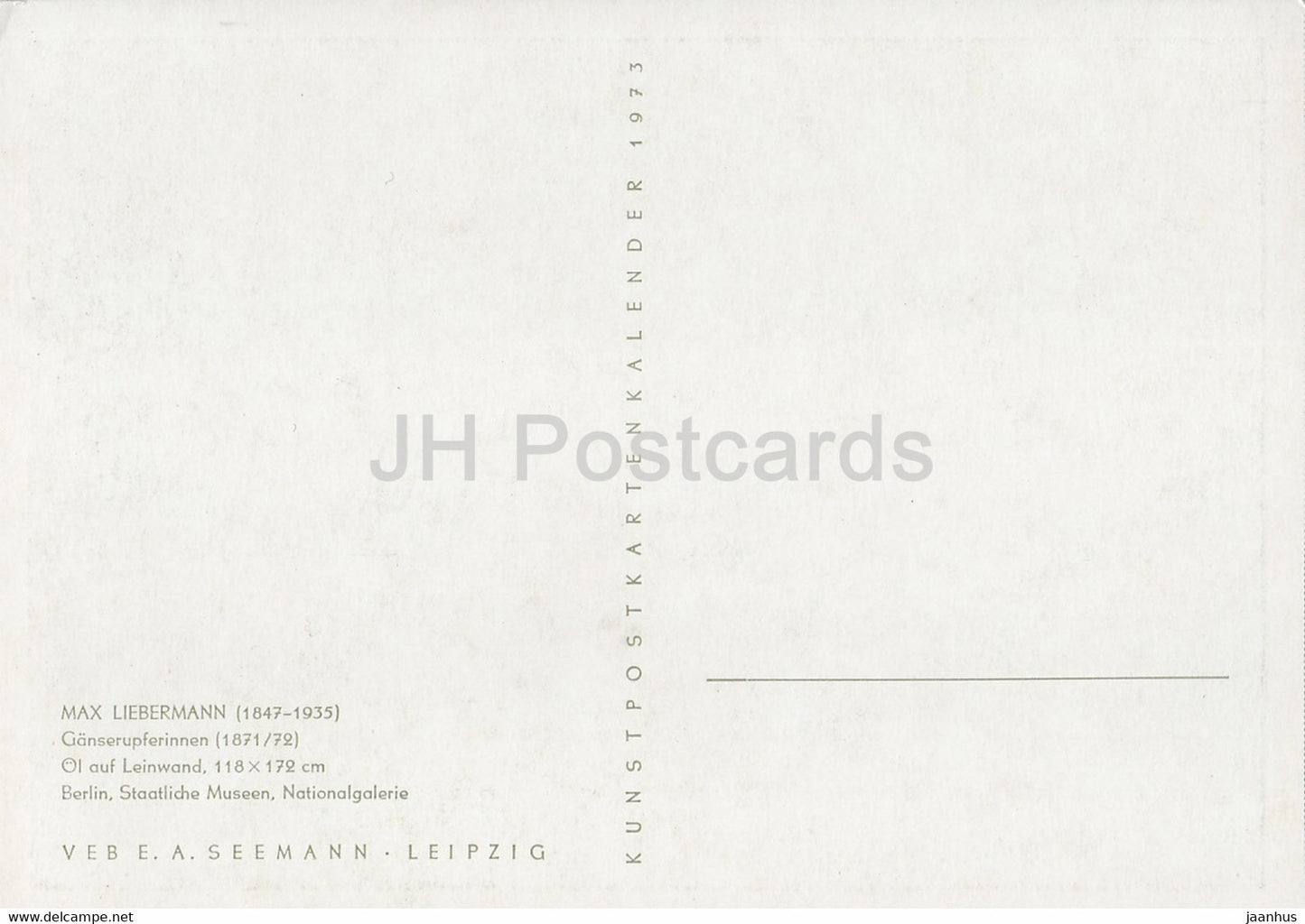 peinture de Max Liebermann - Ganserupferinnen - Plumeurs d'oies - Art allemand - 1973 - Allemagne DDR - inutilisé