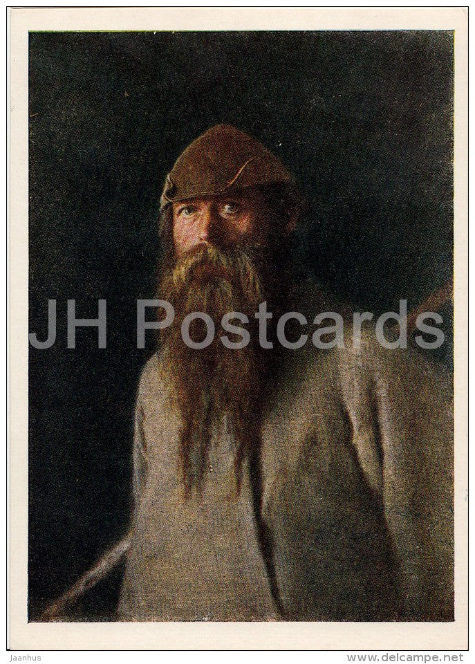 painting by I. Kramskoy - Woodsman , 1874 - man - Russian art - 1955 - Russia USSR - unused - JH Postcards