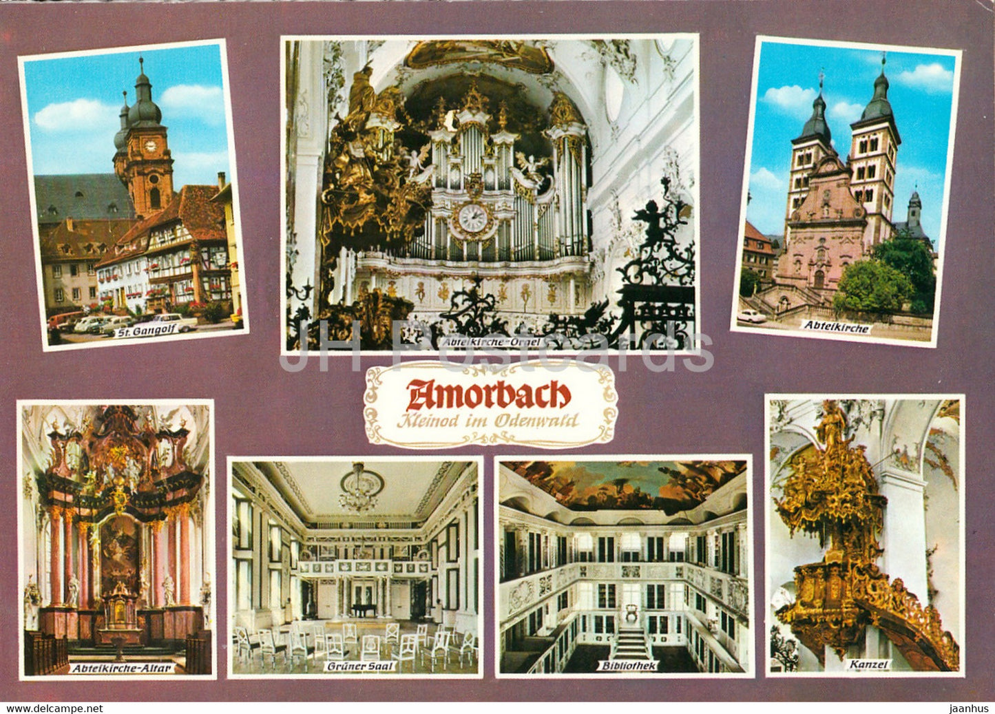 Amorbach - Abteikirche Orgel - Gruner Saal - St Gangolf - Bibliothek - Kanzel - church - Germany - unused - JH Postcards