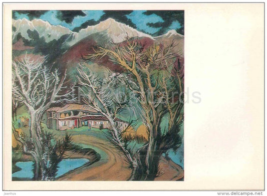 painting by Elena Akhvlediani - Passanauri , 1970 - georgian art - unused - JH Postcards