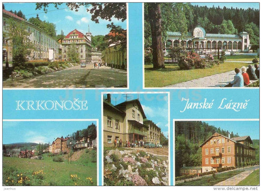 Krkonose - Janske Lazne - colonnade - hotel Praha - convalescent home - Czechoslovakia - Czech - unused - JH Postcards