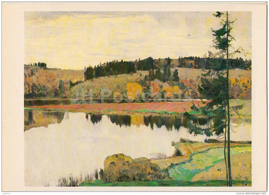 painting by M. Nesterov - Autumn Landscape , 1906 - Russian art - 1985 - Russia USSR - unused - JH Postcards