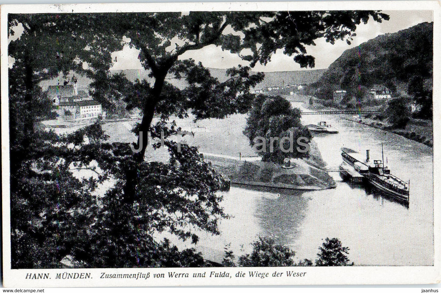 Hann Munden - Zusammenfluss von Werra und Fulda - Die Wege der Weser - old postcard - 1956 - Germany - used - JH Postcards