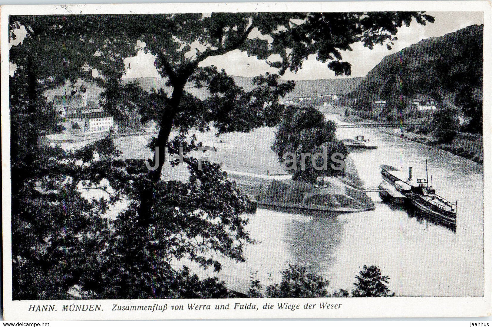 Hann Munden - Zusammenfluss von Werra und Fulda - Die Wege der Weser - old postcard - 1956 - Germany - used - JH Postcards