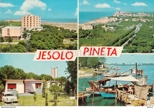 Jesolo Pineta - beach - car - boat - multiview - Italy - used - JH Postcards