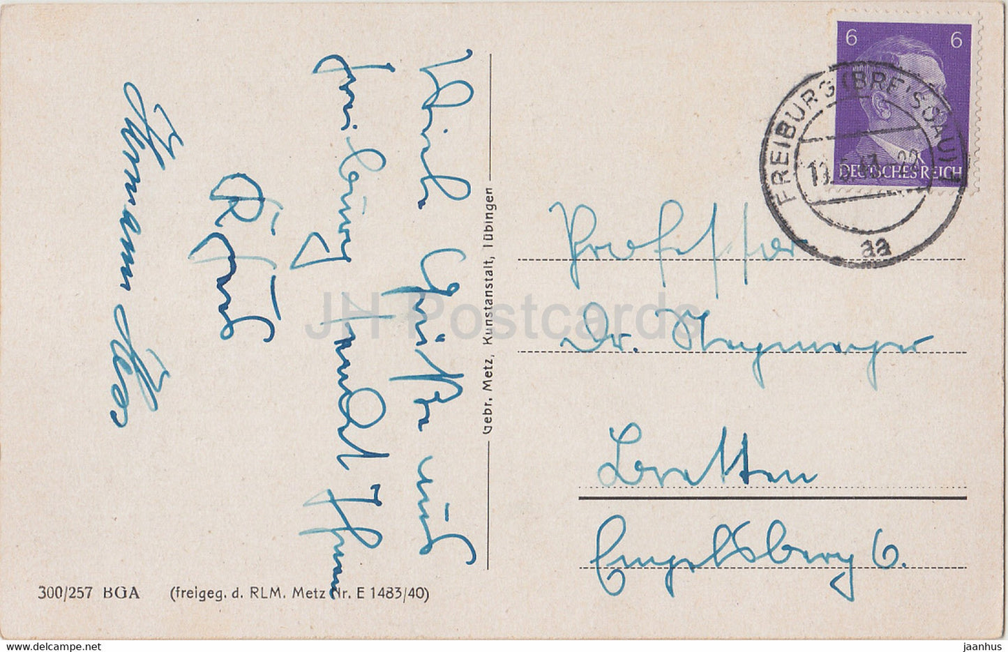 Freiburg i Br - Oberlinden - carte postale ancienne - 1943 - Allemagne - utilisé