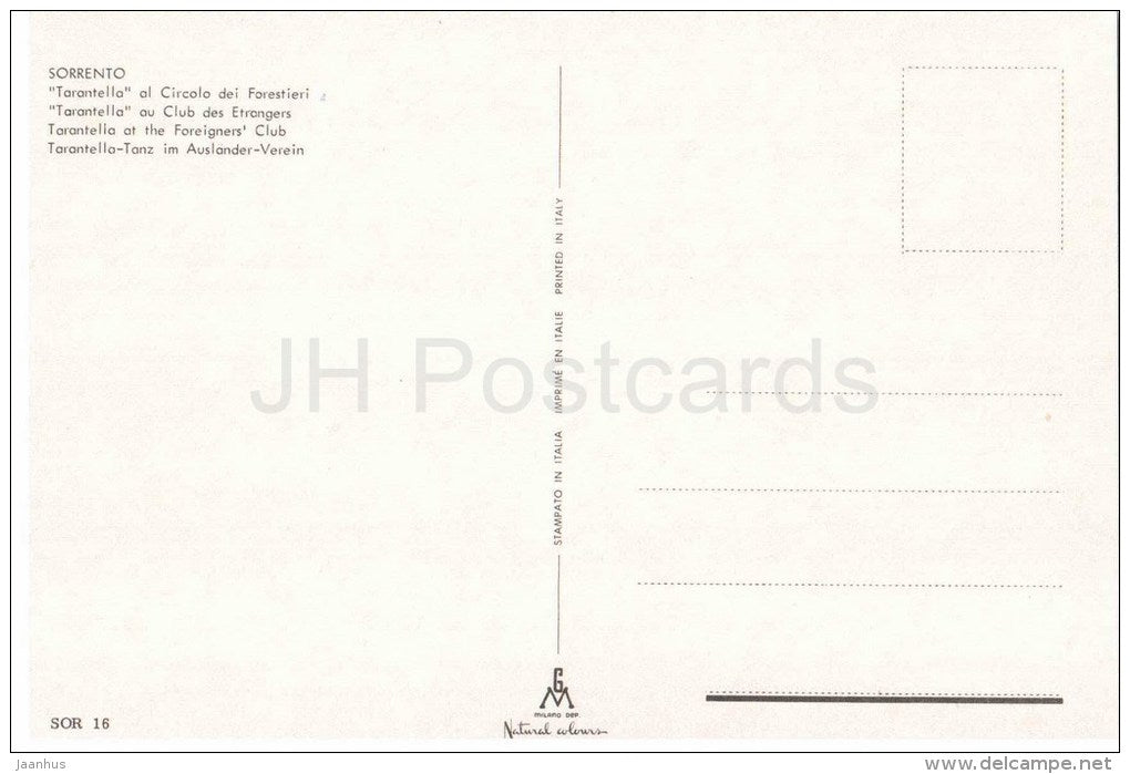 Tarantella al Circolo dei Forestieri - dance at the Foreigners Club - Sorrento - SOR 16 - Italia - Italy - unused - JH Postcards
