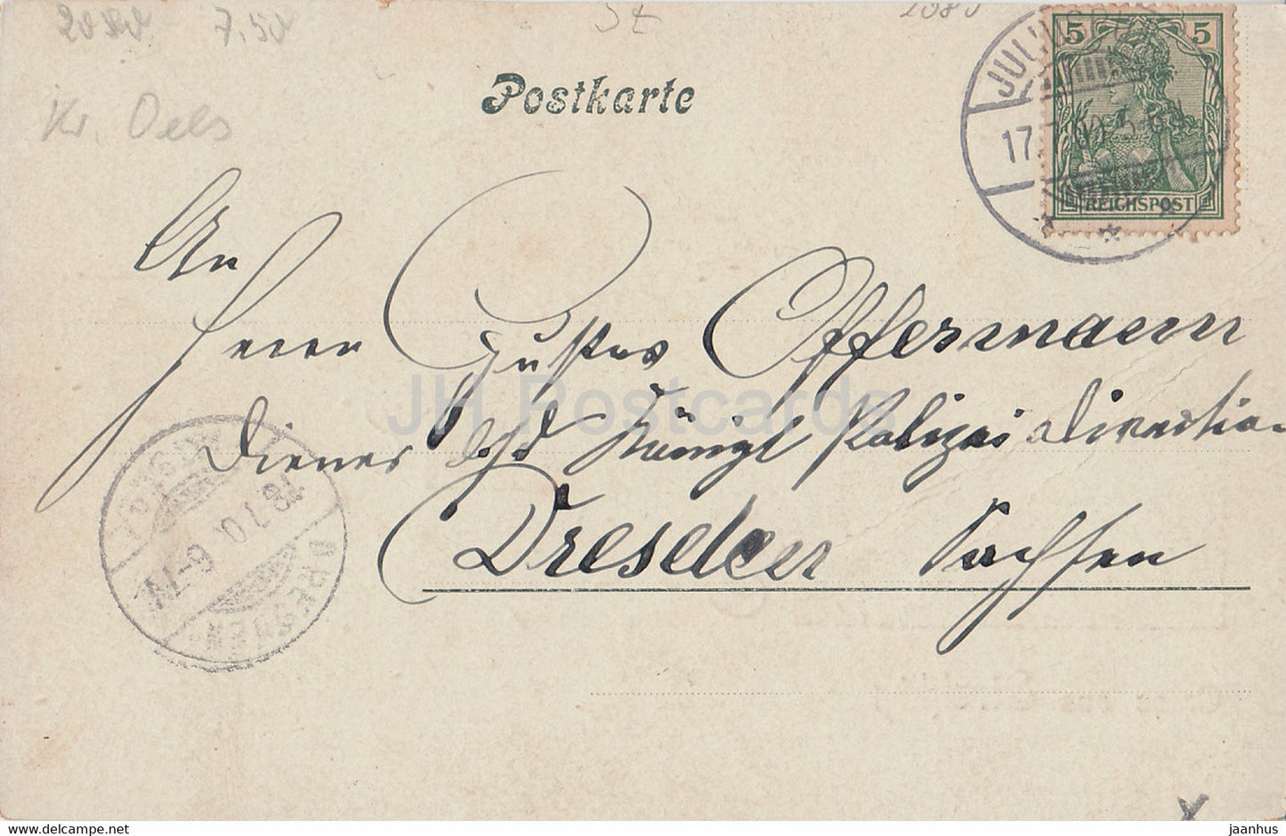 Gruss aus Strehlitz - Kirche - Pfarrhaus - Schule - Gasthaus von August Koch - old postcard - Poland - used