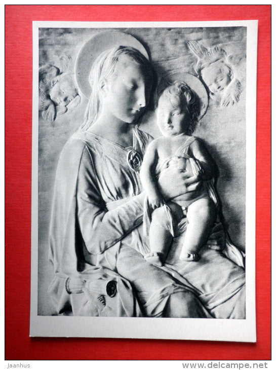 Madonna with Child by Antonio Rossellino - sculpture - italian art - unused - JH Postcards