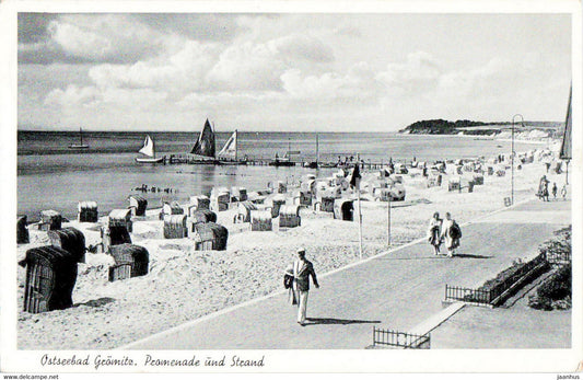 Ostseebad Gromitz - Promenade und Strand - beach - old postcard - 1954 - Germany - used - JH Postcards
