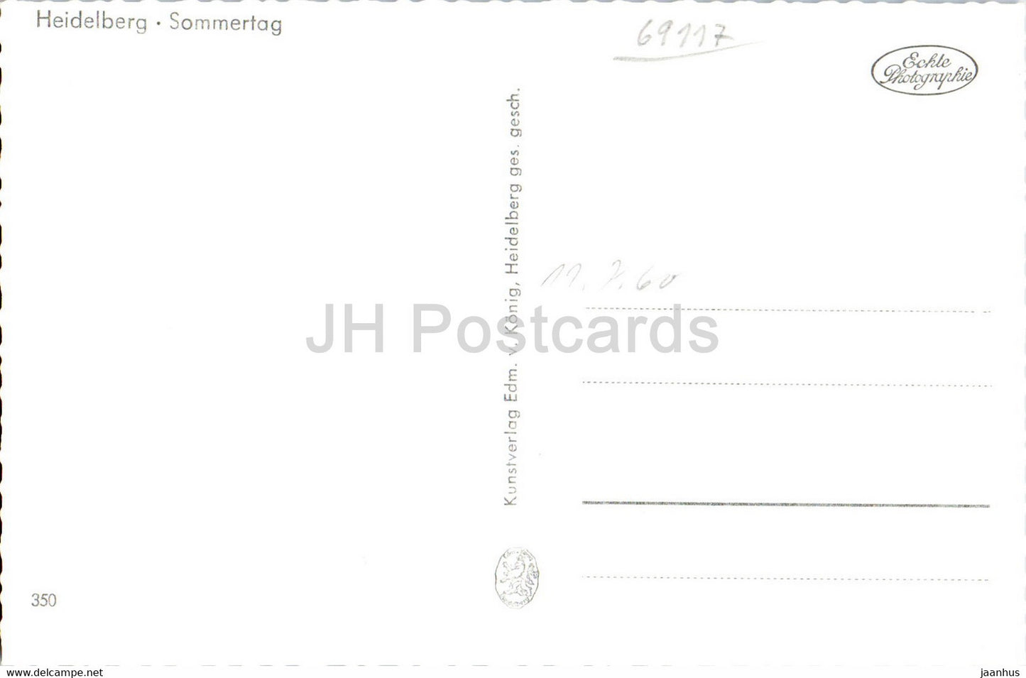 Heidelberg - Sommertag - navire - carte postale ancienne - Allemagne - inutilisé