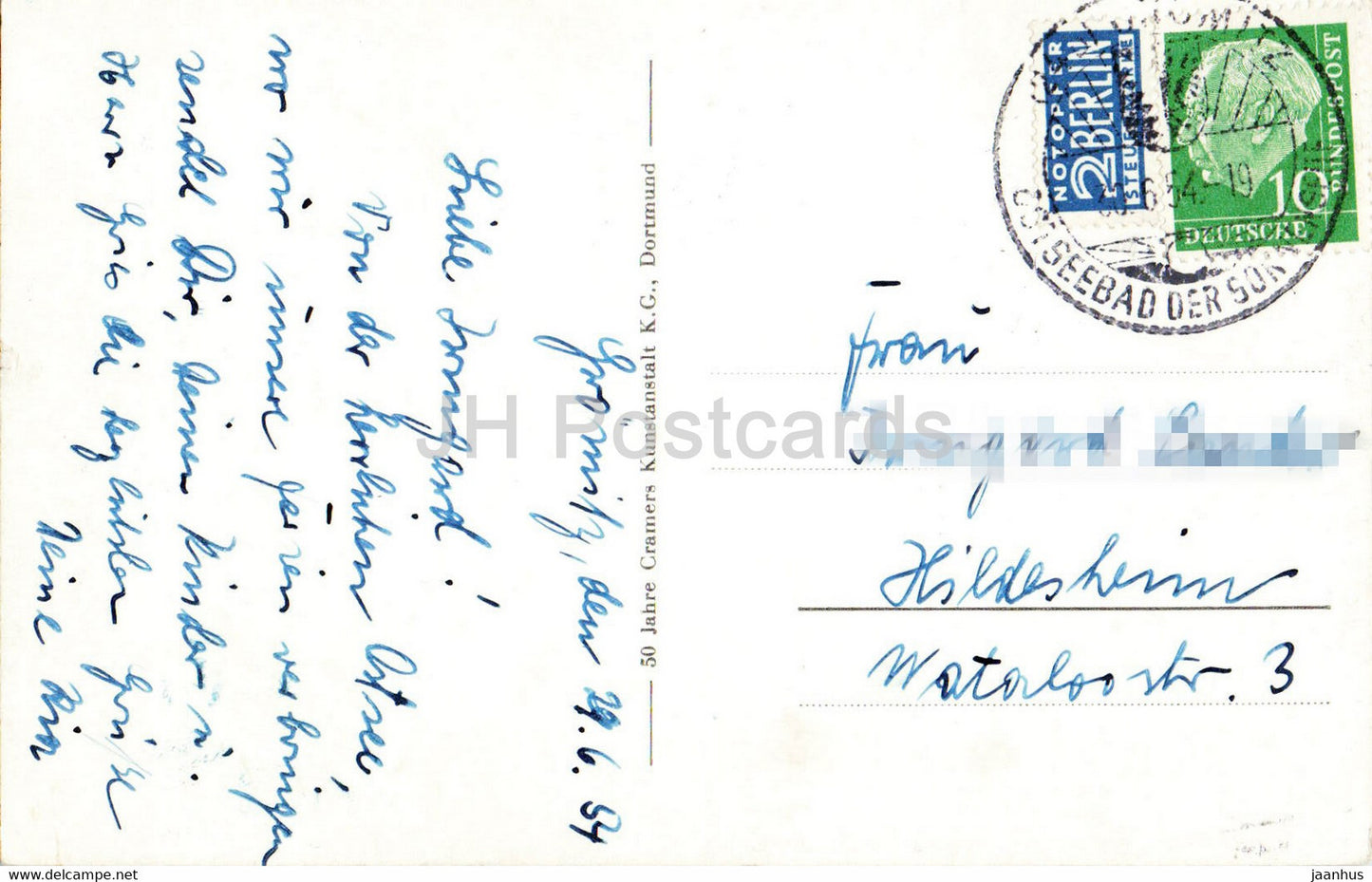 Ostseebad Gromitz - Promenade und Strand - beach - old postcard - 1954 - Germany - used