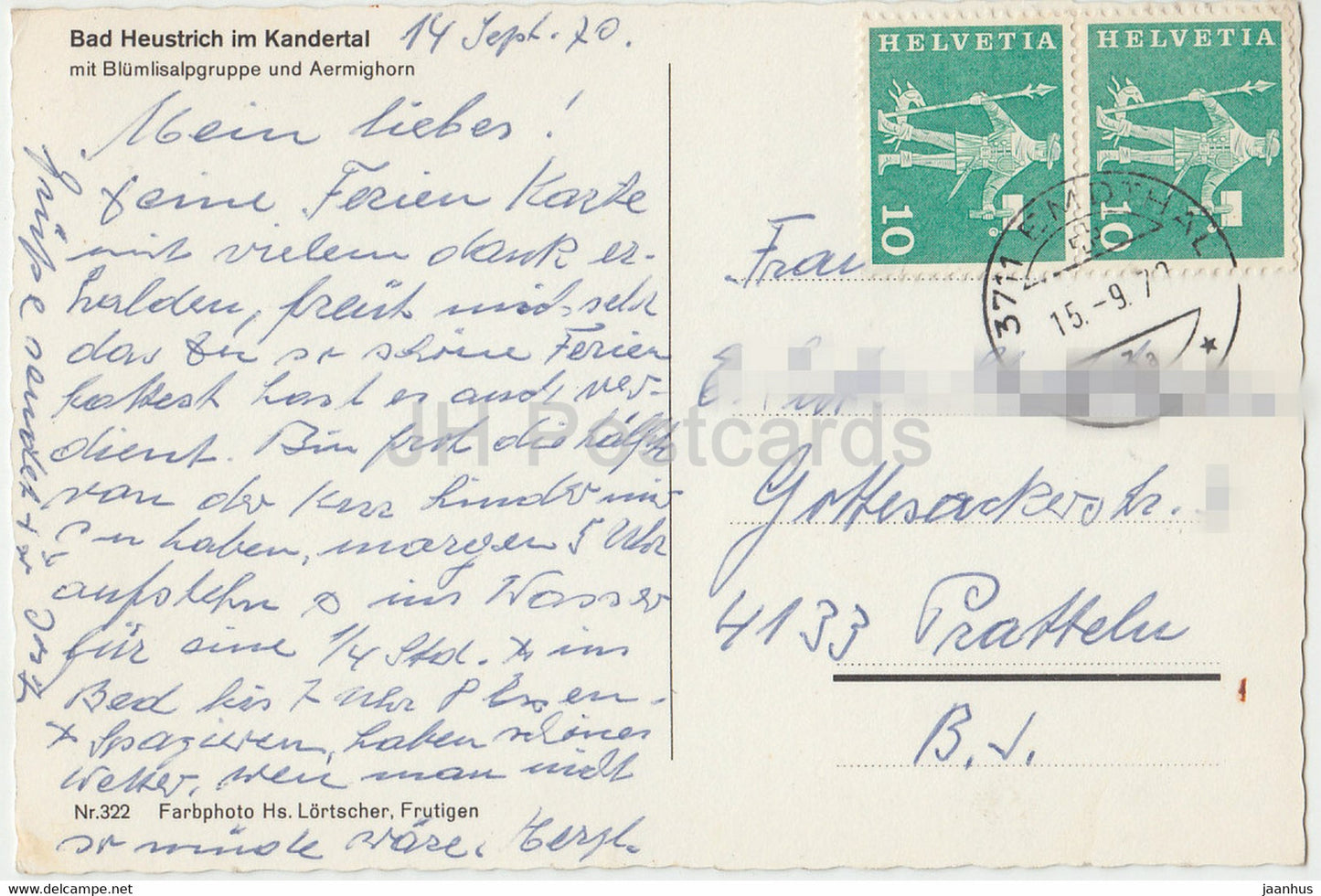 Bad Heustrich im Kandertal mit Blumlisalpgruppe und Aermighorn - 322 - 1970 - Suisse - d'occasion