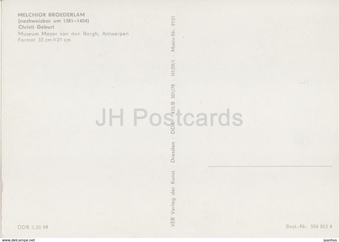 peinture de Melchior Broederlam - Christi Geburt - 9151 - Art néerlandais - Allemagne DDR - inutilisé