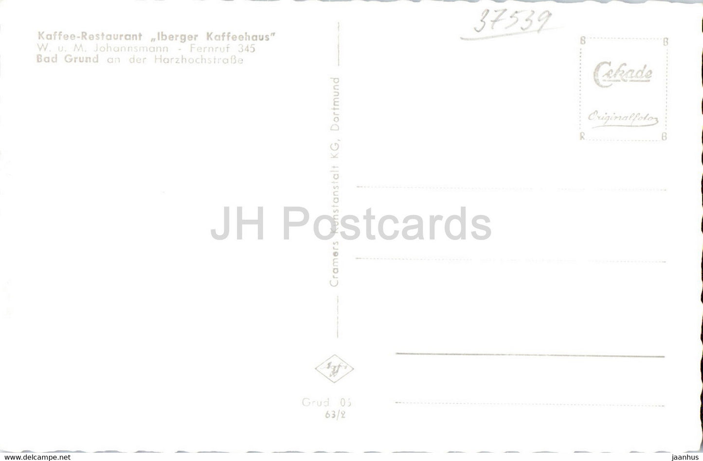 Kaffee Restaurant Iberger Kaffeehaus - Bad Grund an der Harzhochstrasse - old postcard - Germany - unused