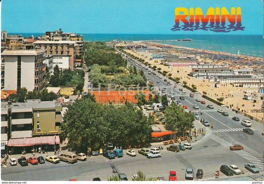 Rimini - panorama - reneral view - cars - beach - Italy - used - JH Postcards