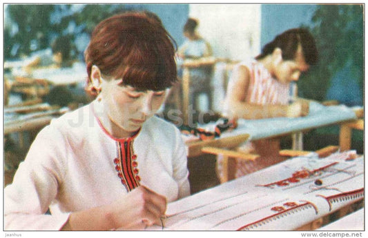 Algeshevskaya factory of Embroidery - women - handicraft - Cheboksary - Chuvashia - 1973 - Russia USSR - unused - JH Postcards