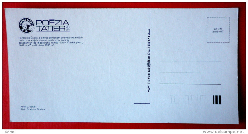 Ceske pleso and Zmrzle pleso - Tatra Mountains - Tatra Poetry - Czech Republic - Czechoslovakia - unused - JH Postcards