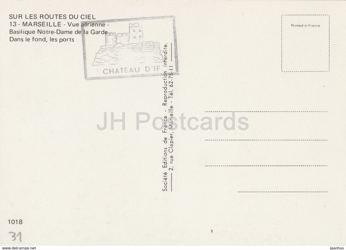 Marseille - Vue aerienne - Basilique Notre Dame de la Garde - Dans le fond - les ports - 13 - France - unused