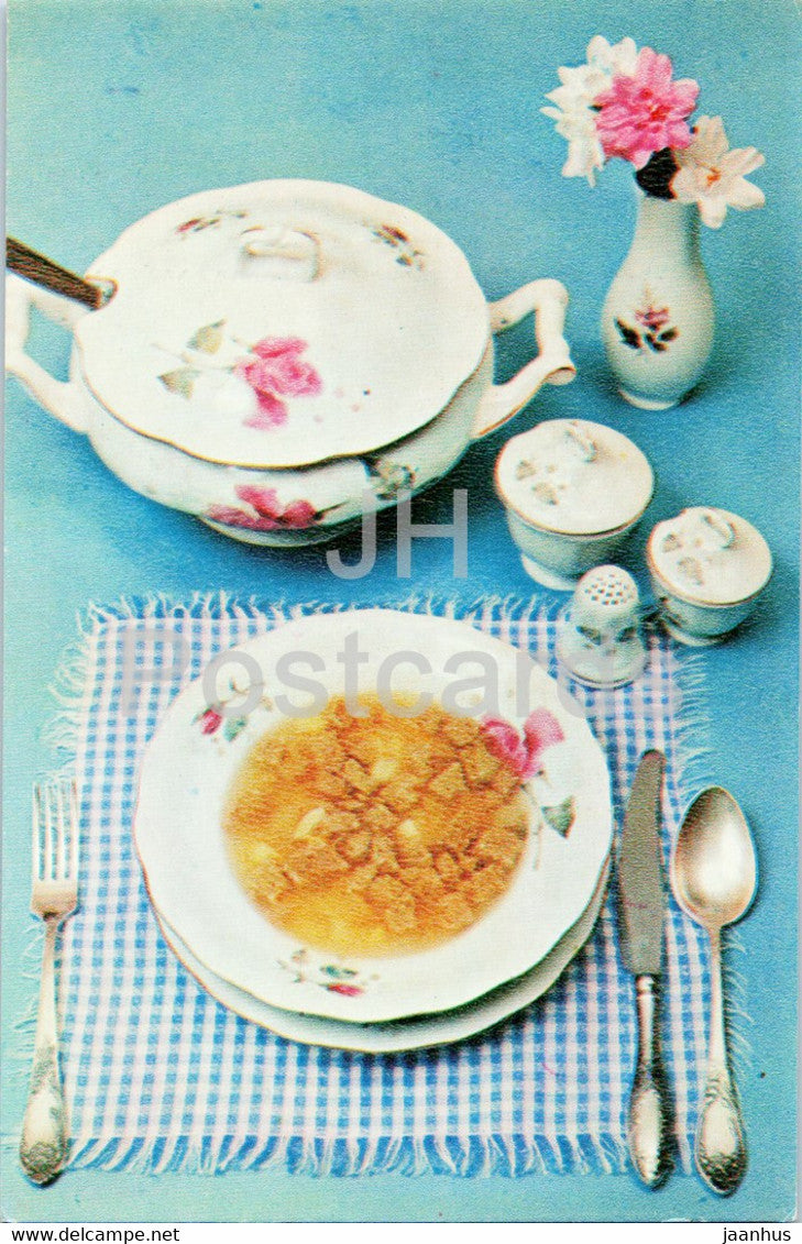 Peasant Soup - recipes - dishes - cooking - 1982 - Russia USSR - unused - JH Postcards
