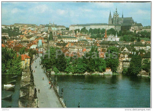 Praha - Prague - The Castle of Prague Hradcany and Charles Bridge - Czechoslovakia - Czech - unused - JH Postcards