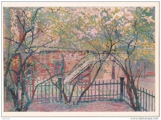 painting by A. Trofimov - Khamovniki . Garden in bloom - Leo Tolstoy - 1978 - Russia USSR - unused - JH Postcards