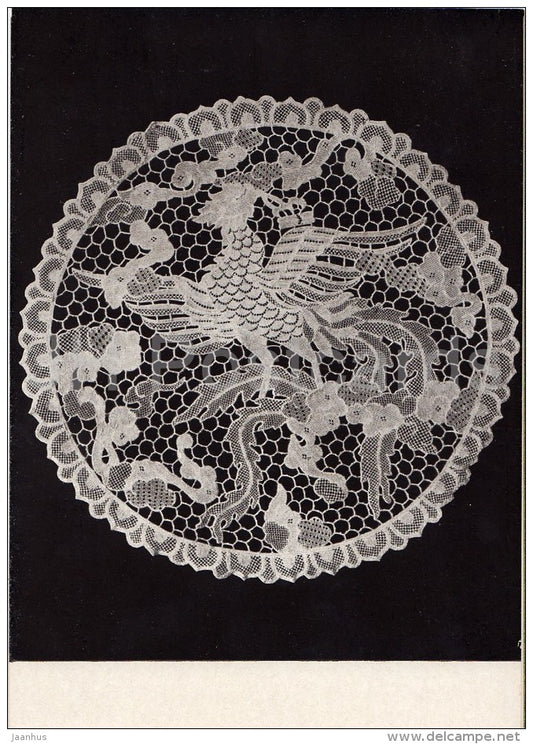 Handmade Lace - bird - Vietnam - Vietnamese art - 1957 - Russia USSR - unused - JH Postcards